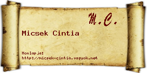 Micsek Cintia névjegykártya
